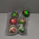 6Pcs 4" Large Outdoor Christmas Ornaments, Xmas Tree Elf Swirl Ball Decoration, Big Red Green Christmas Ornament, Giant Glittering String Ball Plastic Hanging Decor for Yard Lawn Holiday Party