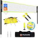 Portable Outdoor Volleyball Net Set for Backyard Beach with Adjustable Poles, Soft PU Volleyball & Pump, Carry Bag and Durable Anti-Sagging Net, 32ft