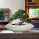 Bonsai Pots 18 Inch - Ceramic Succulent Pots with Drainage Hole Decorative Plant Pot Indoor Large Outdoor Planter Modern Flower Pot for Home Garden Room Decor Gray