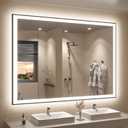 SMIROR 48x38 LED Mirror with Matte Black Frame for Bathroom Wall, Lighted Vanity Mirrors with Lights, Dimmable, Anti-Fog, Memory, Shatterproof, ETL Listed (Front and Backlit)