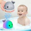 Gigilli Bath Toys for Kids Ages 1-3, Baby Bath Toys 6-12-18 Months, Pool Water Toys for Toddlers, Babies 1 2 3 Year Boy Girl Gifts, Light Up Whale Bath Toy Sprinkler, 1st Birthday Bathtub Fountain Toy, Small