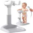 Upgraded Baby Shower Stand with Anti-Pinch Silicone & Anti-Slip Base, Adjustable Height Baby Bath Standing Support, Soporte para Baera de Beb Assist Holder for 6-36 Months Toddler, Ideal Gift, Gray