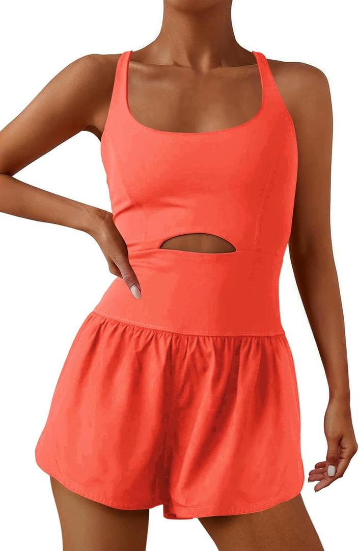 ReachMe Womens Running Onesie Workout Rompers Athletic Romper One Piece Outfits Exercise Jumpsuits Gym Yoga Clothes X-Small