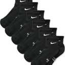 NIKE Kids' Everyday Cushioned Ankle Socks (6 Pairs) (Medium, Black/White)
