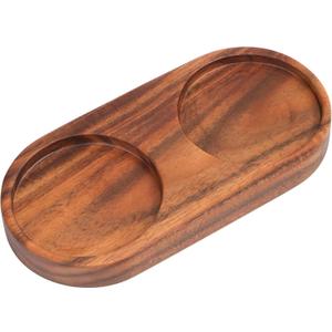 VanlonPro Salt and Pepper Mill Tray, Acacia Wood Tray, Pepper Mill Holder & Rest (Inner Dia 2.5 Inch) fit Many Mills & Shakers, Salt & Pepper Grinder Accessories, Kitchen Storage Holder