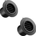 Soffit Vents 3 Inch, Hon&Guan Soffit Exhaust Vent Exterior Round Vent Cover with Built-in a Fly Screen for Bathroom Office Home, Black, 2Pcs