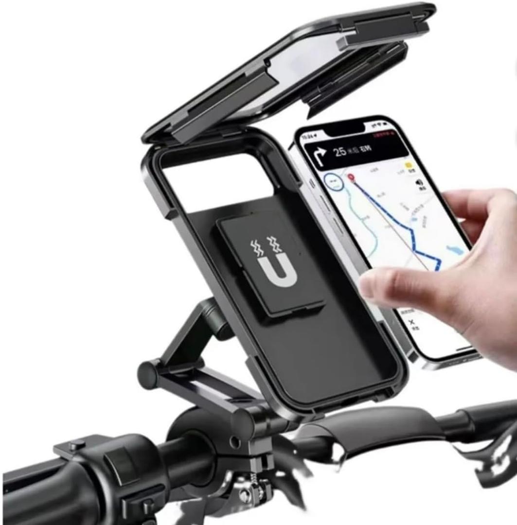 360-Degree Waterproof Bike Phone Mount, Adjustable Anti-Shock Motorcycle Handlebar Phone Holder