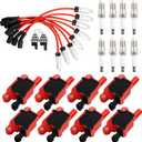 HQPASFY Square Ignition Coil UF413 & Iridium Spark Plug & Wires Set of 8 Compatible with 2005-2021 Cadillac Escalade Chevy Silverado Express 1500 2500 3500 GMC Sierra 4.8L 5.3L 6.0L Rapalce# D510C