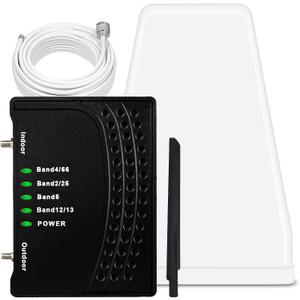 Cell Phone Booster for Home & Office,Up to 2,000 sq ft,Cell Phone Signal Booster with Band 66/25/2/4/5/12/13/17,Boost 5G 4G Data for All U.S. Carriers FCC Approved Cell Booster (Black)