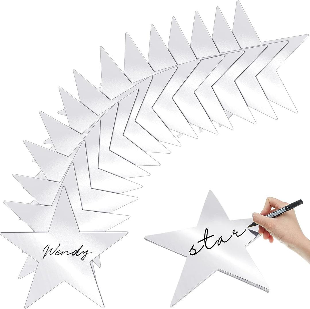 Epakh 36 Pieces Star Card Stock Cutouts 11 Inches Glitter Double Printed Paper Stars Decoration for Classroom Bulletin Board Movie Night 250th Anniversary USA (Silver)
