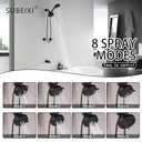 2 Handle Shower Faucet Set with Tub Spout Matte Black Two Handle Shower Faucet Set Complete Tub and Shower Trim Kit, Wall Mount