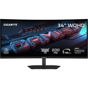 GIGABYTE - G34WQC2-34" VA Curved Gaming Monitor - WQHD 3440x1440-200Hz - 1ms GTG - AMD FreeSync Premium - HDMI, DP - Height and Tilt Adjustable - Black