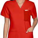 Alice V-Neck Scrub Top for Women – Classic Fit, 3 Pockets, High Performance, Easy Care Women Scrub Top (Yellow, L)