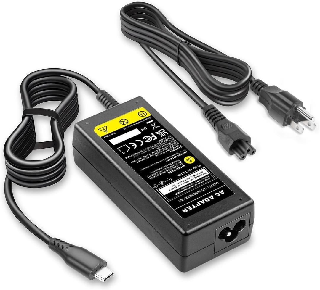 Universal Chromebook Charger 65W USB-C Charger Type C Port Adapter, for Thinkpad/Yoga, Dell, Chromebook 3100, Latitude 5420, Acer, Google Series Type C Chromebook Charger Fast Charging