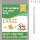 Large Dog Door Replacement Flaps with Metal Replacement Bracket and Screws, Compatible with Petsafe Freedom Doggie Doors Replacement Flaps PAC11-11039 10 1/8" X 16 7/8", Flexible (Smoky Translucent)