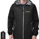 APEXUP Packable Rain Jacket Men with Reflective Zipper, Lightweight Waterproof Raincoat, Mens Rain Jacket for Outdoor Sports (Medium, Black)