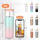 Tronco 20 oz Vacuum Insulated Glass Tumbler with Lid and Straw - Keeps Drinks Cold for 12 Hrs - Reusable Glass Cup for Iced Coffee, Smoothies & Boba - Sweat & BPA Free, Dishwasher Safe, Fit Car Holder