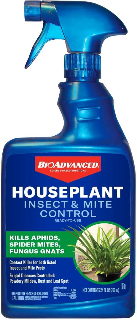 BioAdvanced Houseplant Insect & Mite Control, Ready-to-Use Fungal Disease & Fungus Gnats Killer, 24 oz, Plant Spray for Fungus Gnats