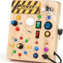 Joyreal Montessori Toddler Busy Board, 19 Led Wooden Sensory Board Educational Toy, Montessori Toys for 1-6 Year Old, Travel Toys Gifts for Toddlers Boys and Girls