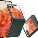 CENMASO for Motorola Razr 2025 Case/Razr 2024 Case with Hinge Protection & Built-in Screen Protector, Slim Full-Body Rugged Anti-Scratch Shockproof Protection Phone Case for Moto Razr 2025/2024-Green