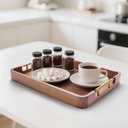Acacia Wood Serving Tray with Handles, 17x13 Inch Ottoman Tray for Coffee Table, Candle Display, Breakfast in Bed, Large Wooden Decorative Tray with Non-Slip Pads, for Kitchen, Dining, Home Decor