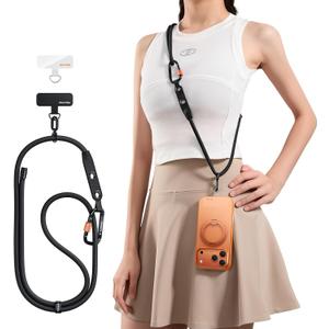 TORRAS Phone Lanyard with Hanging Loops, Adjustable Anti Theft Phone Strap Crossbody for iPhone 17 Pro Max,Skin-Friendly,2 Tabs, Universal Cell Phone Neck Lanyard for Daily & Outdoor Activities, Black