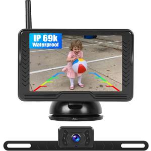 Wireless Backup Camera for Cars with 5 Inch Monitor Digital Signal Stable Reverse Camera Night Vision for Truck/Car/Pickup/SUV/ IP69 Waterproof