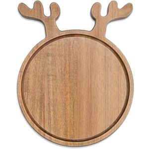 Acacia Wood Christmas Charcuterie Boards Platters, Christmas Holiday Serving Tray Cutting Board Dinner Plate Wooden CheeseBoard Xmas Kitchen Decor Gingerbread Reindeer Board Decoration