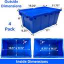 Container With Durable Lid, 4 Pack, Blue, Heavy Duty Storage Totes, Stackable Containers, Bins With With Lids, Storage Bins For Garage, Basement, Outdoor, Office, Kitchen, Organzation Crates