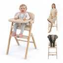 High Chair, Foldable High Chairs for Babies and Toddlers Ultra Safe for Infant or Adults Up to 150 Lbs, Easy Clean, Removable Tray/Adjustable Footrest for Baby Feeding HighChair, Cream