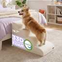 Lesure Dog Stairs for Small Dogs Pet Steps Ramp for High Bed and Couch with CertiPUR-US Certified Foam with Non-Slip Bottom, Beige, 4 Steps