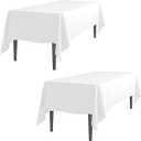 2 Pack White Rectangular Tablecloths for 6 Feet Rectangle Banquet Tables with Half-Drop - Stain and Wrinkle Resistant Cloth Table Covers for Party, Wedding