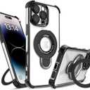for iPhone 15 Case with Strong Magnetic Ring Stand, Military-Grade Shockproof, 4 Airbag Corners Protective, Fit for MagSafe, Kickstand Phone Case for iPhone 15 - Black