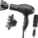 Infiniti PRO CONAIR Hair Dryer with Diffuser, Professional AC Motor, Tourmaline Ceramic Technology Blow Dryer, Includes Concentrator and Blowout Brush, Gray
