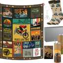 Tinlade 6 Pcs Christmas Mountain Biking Gift Bicycle Cycling Blanket Set for Men Enthusiast Include Bike Blanket 60''x50'' Insulated Tumbler Socks Greeting Card Keychain Box for Men Enthusiast