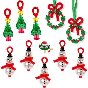 NESTRE Christmas Crafts for Kids - 40 Sets Christmas Beaded Ornament Kits Including 10Pcs Snowman 5 Styles 2 for Each Style,22Pcs Wreath,8Pcs Xmas Tree,for Xmas Holiday Party Tree DIY Decorations