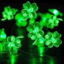 BOHON St Patricks Day Decorations Shamrocks String Lights Battery Operated with Remote 10 ft 40 LEDs Lucky Clover Green Lights for Bedroom Party Feast of Saint St. Patrick's Day Decoration