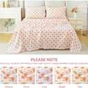 MUXHOMO Queen Size 4 Piece Sheet Set, Soft & Breathable Sheet Set for Bedroom with Deep Pocket Up To 16", Wrinkle-Free & Cooling Bed Sheet with Flat Sheet, Fitted Sheet & Pillowcases - Blossoms Orange