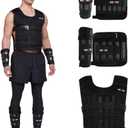 Adjustable Weighted Vest Set with Arm Weights and Leg Weights, Weight Training Workout Set, Weights Jacket & Wrist Weights & Ankle Weights (Including Weights: 96-100 Steel Plates)