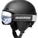RIOROO Ski Helmet and Goggles Set, Men Women & Youth, Shockproof Snow Helmet Anti Fog OTG Snow Goggles for Skiing Snowboarding, M