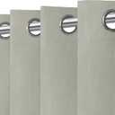 Easy-Going Linen Look Blackout Curtain Grommet Window Curtain Drapes for Bedroom, Living Room Thermal Insulated Room Darkening (2 Panels, 42x63 Inch, Stone)