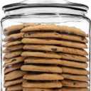 1 Gallon Glass Cookie Jar with Lid Glass Jar with Lid - Airtight Food Storage Container for Cookies, Candy, Flour, Dog Treats Clear Large Kitchen Jar for Pantry - Glass Containers with Lids