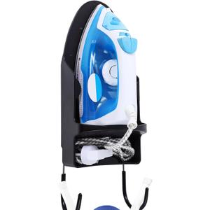 Ironing Board Hanger Wall Mount, Iron Hanger with Ironing Board Rack, Heat Resistant Iron Holder Wall Mount for Max 5 Inch Width (Black)