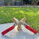 HQMPC Garden Hose Y Valve Splitter With Stainless Steel Long Handle - Brass 2 Way Water Adapter, 3/4" GHT Thread