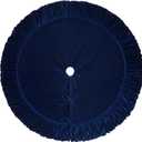 60-Inch Ruffled Velvet Christmas Tree Skirt, Thick Foam-Lined Heavy Duty Fabric with Plush Lace Ties, Royal Blue