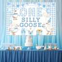 Goose First Birthday Decorations for Boy 5 * 3ft Blue One-Silly-Goose Backdrop Banner Silly Geese Birthday Decorations Farm Animal First Bday Supplies for Duck Bday Funny Geese Bash