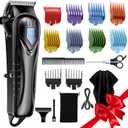 Professional Hair Clippers for Men&Women, Low Noise Hair Cutting Kit with 10 Color Combs, LED Display, Gifts for Men, 5H Cordless Clippers and Trimmers Set with Scissors,Cape
