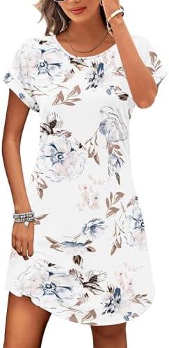 PLOKNRD Women's Casual Dress Summer Short Sleeve T-Shirt Dress Crew Neck Basic Dresses 2025, 2XL
