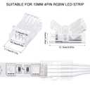 10 Pcs LED Strip Connectors 32.8ft RGB Extension Cable Wire Cord Kit Transparent Solderless Track Lighting Connector for Waterproof or Non Waterproof LED RGB Strip Light