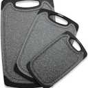 Cutting Boards for Kitchen, Large-Small Cutting Board Set of 3, Dishwasher Safe, Juice Groove, Easy Grip Handle, Non-Slip Rubber Cutting Board (Dark Gray)